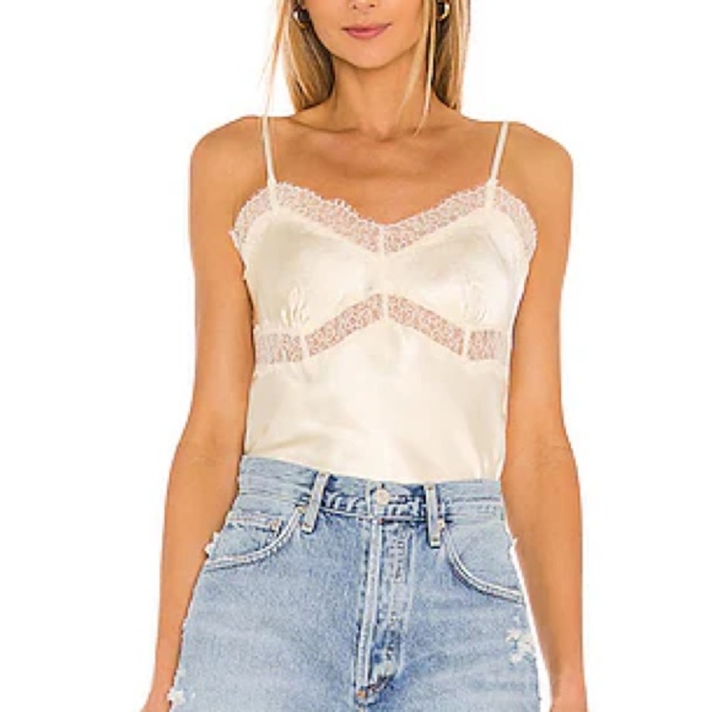 Song of Style Josephine Top Lace Trim Satin Camisole - Ivory